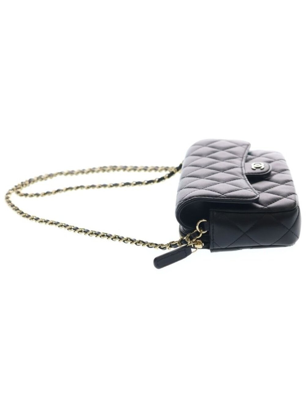 Chanel Quilted Shoulder Bag Chain Black Lambskin Gold - Picture 3 of 6